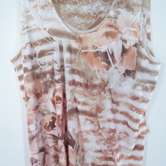 CAL STYLE 2Xl Floral ruffled SLEEVELESS TOP - Picture 3 of 4